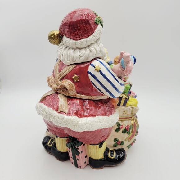 FITZ & FLOYD Santas Workshop Cookie Jar of Santa Admiring the Toys Rare Vtg - Picture 8 of 14